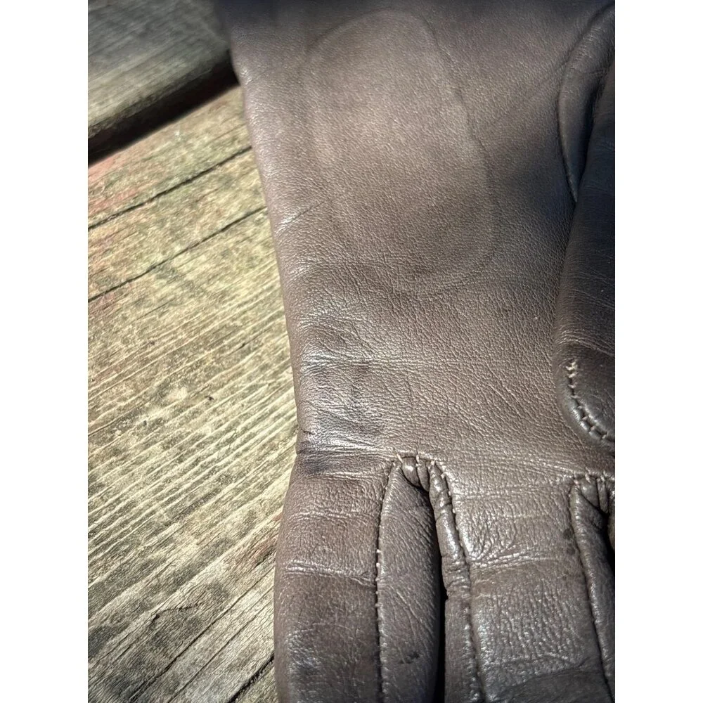 Women's Italian Leather and Cashmere Lined Brown Winter Gloves Size 6.5-7‎